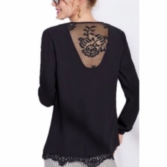 Cabi Tempest blouse, black with black lace underlay, sz M - Picture 2 of 10